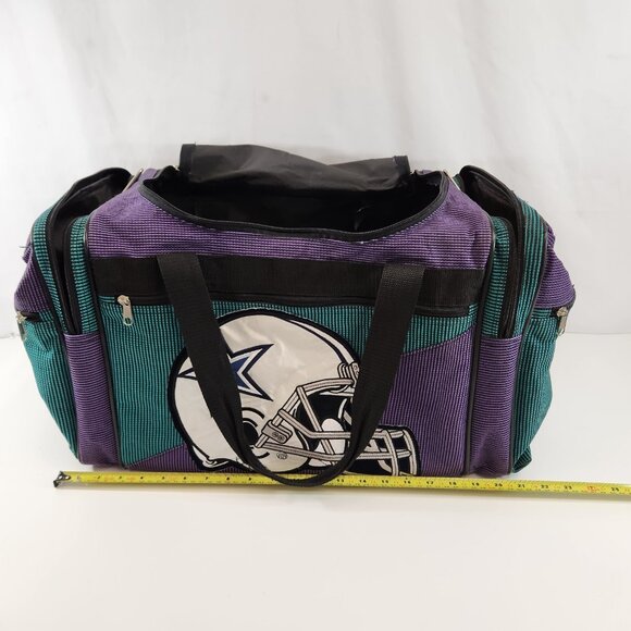 Dallas Cowboys Duffle Bag Helmet Star Logo Vtg 90s Purple Teal Gym Athletic - Picture 13 of 14